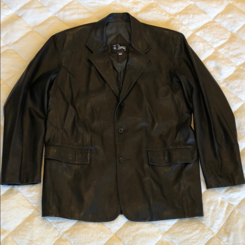 Remy black leather blazer